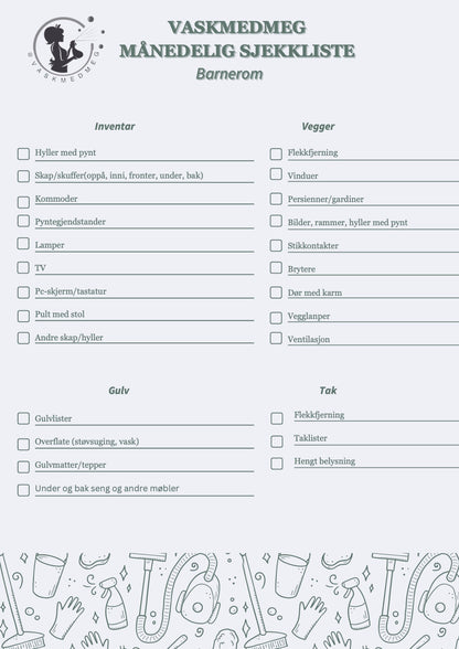 Månedelig sjekkliste - barnerom
