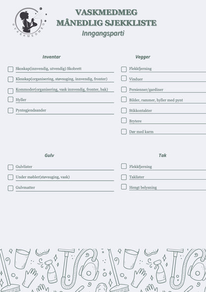 Månedelige sjekkliste - inngangsparti