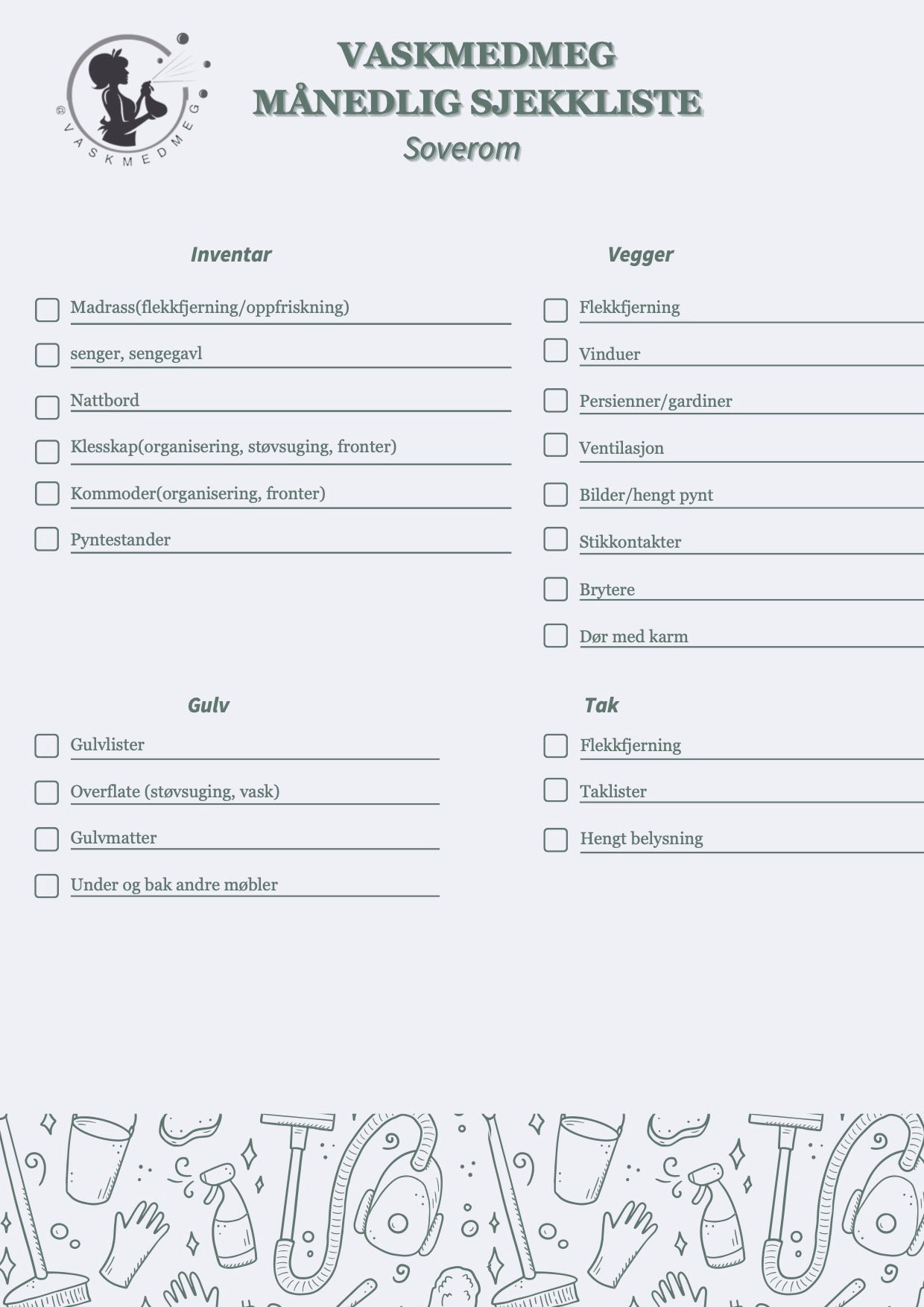 Månedelig sjekkliste - soverom