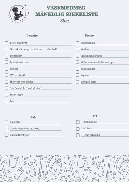 Månedelig sjekkliste - stue